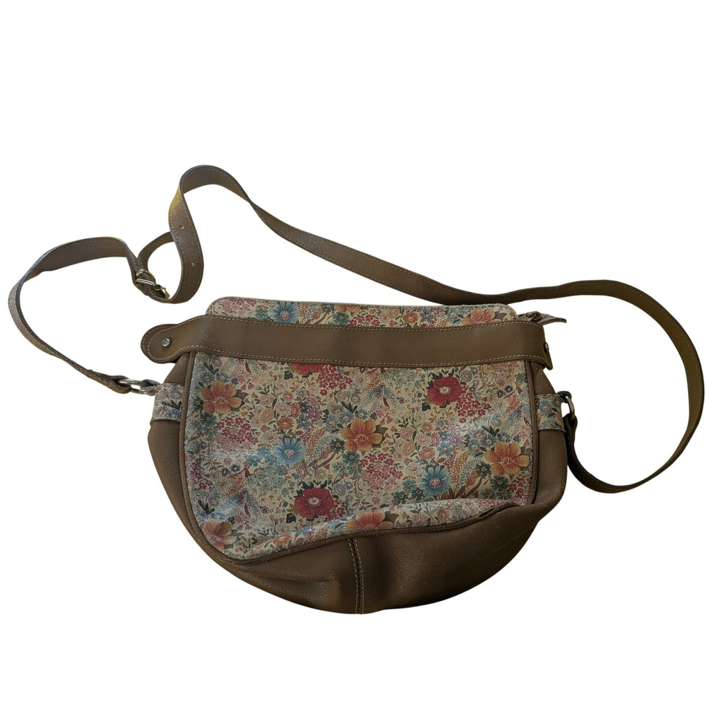 Charles Klein Vintage Floral Crossbody Bag‎ Brown Made in Italy Tapestry Print